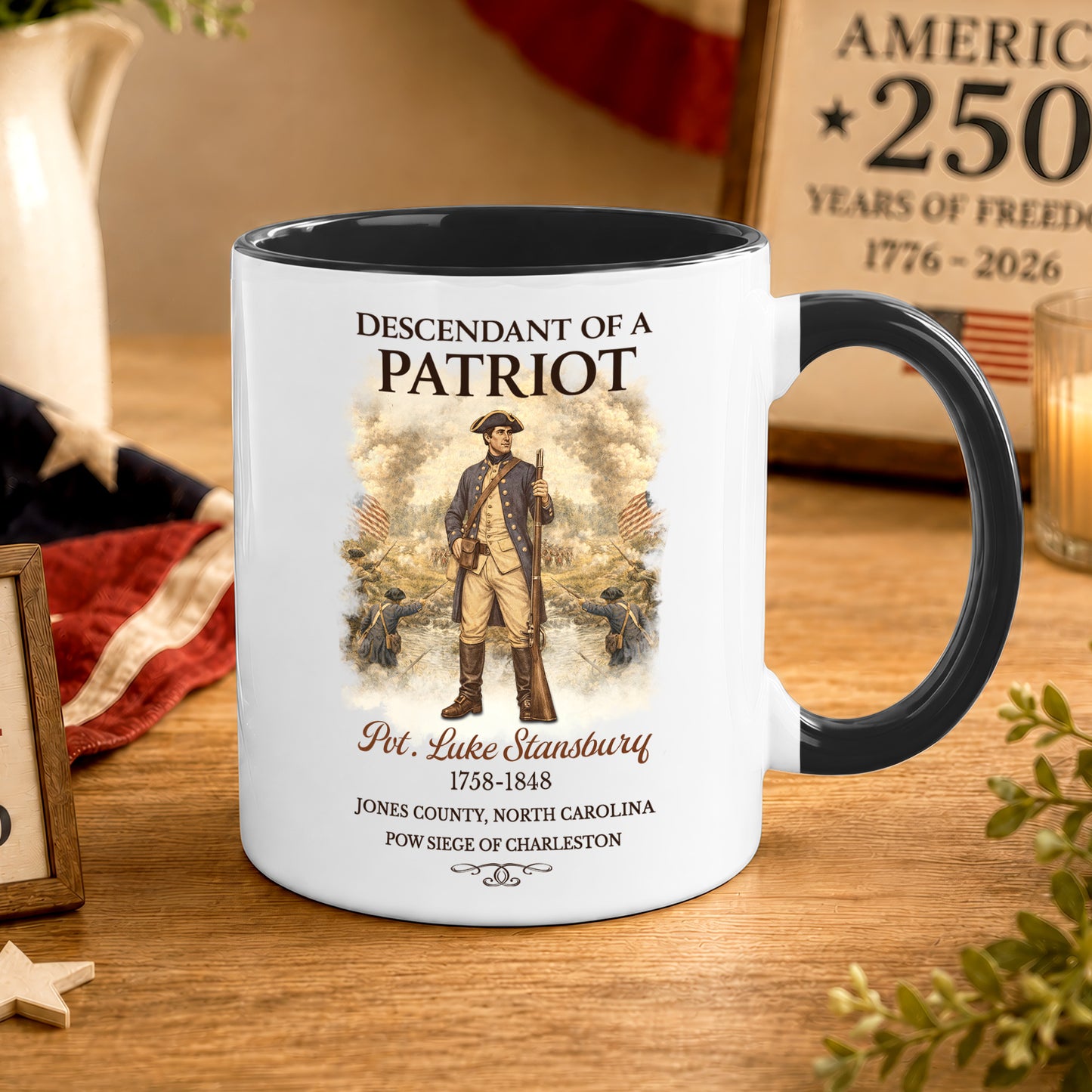 Personalized Descendant of a Patriot Mug - America 250th Anniversary Gift