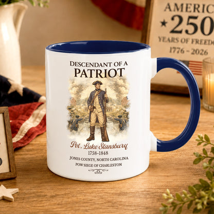 Personalized Descendant of a Patriot Mug - America 250th Anniversary Gift
