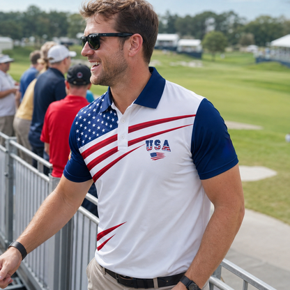 The Stars and Stripes Patriotic Golf 250th Anniversary Polo Shirt