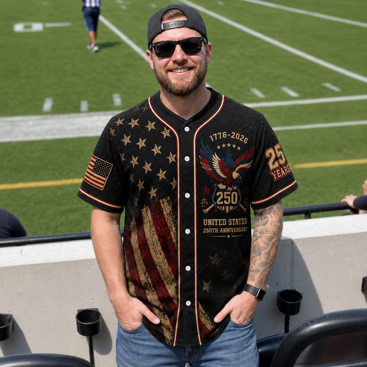 The Patriotic Eagle Vintage 1776-2026 - USA 250th Anniversary Baseball Jersey