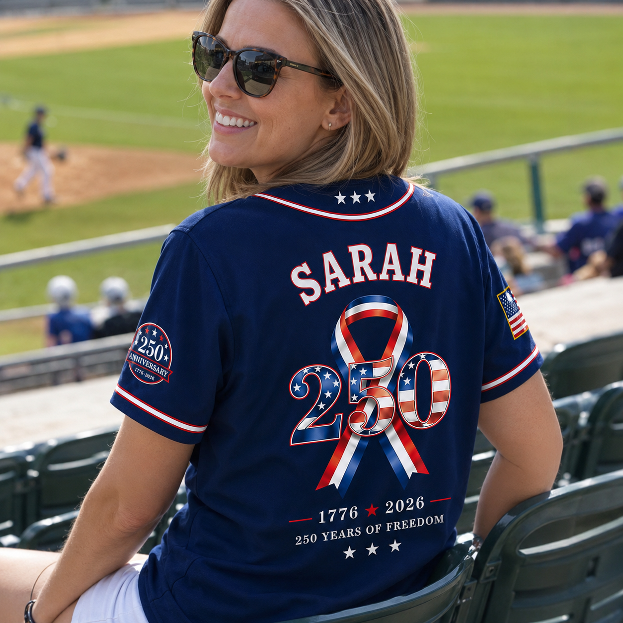 Personalized America 250 Years Patriotic - USA 250th Anniversary Baseball Jersey