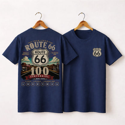 [Two Side] Route 66 Centennial 8 States 2448 Miles Unisex T-Shirt 1926-2026