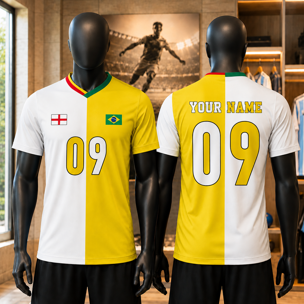 Personalized Half & Half Argentina USA Split Soccer Jersey