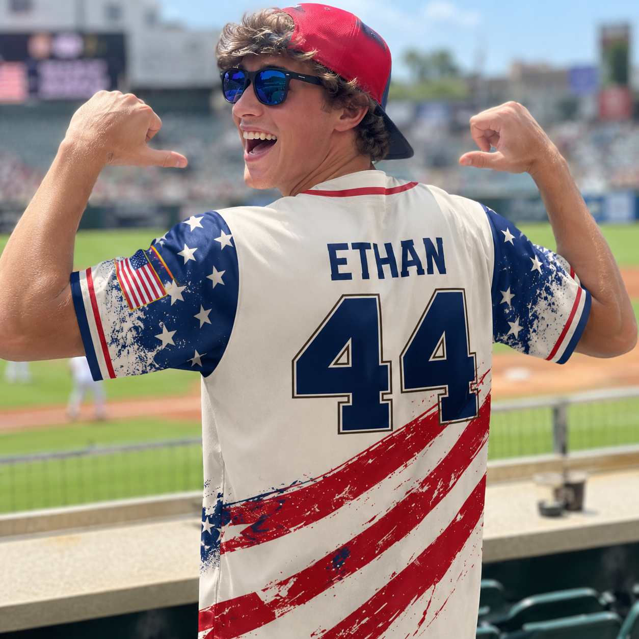 Personalized USA Flag Patriotic - USA 250th Anniversary Baseball Jersey