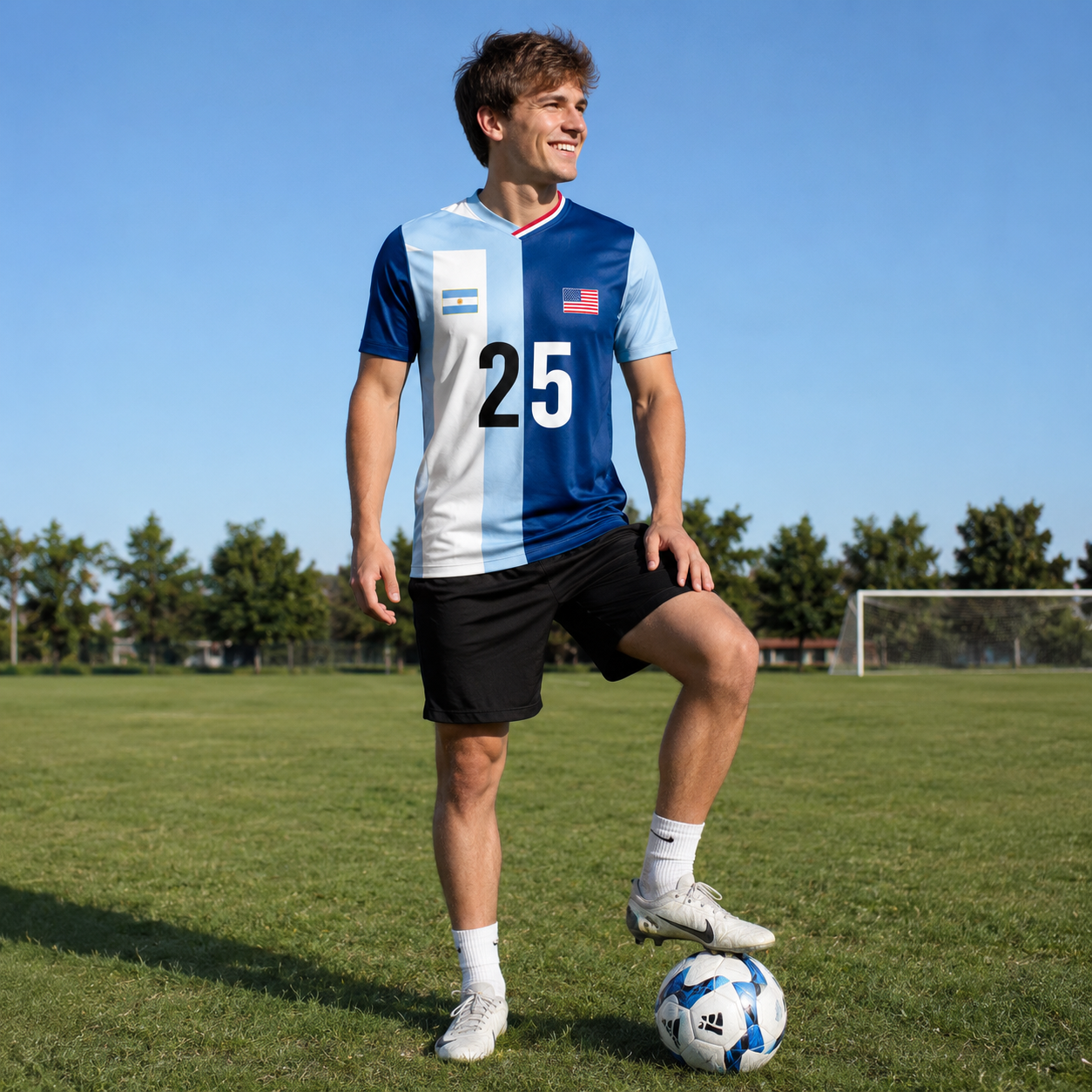 Personalized Half & Half Argentina USA Split Soccer Jersey