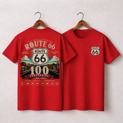 [Two Side] Route 66 Centennial 8 States 2448 Miles Unisex T-Shirt 1926-2026