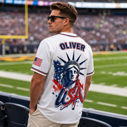 Personalized Liberty Statue Baseball Jersey - Patriotic USA Shirt