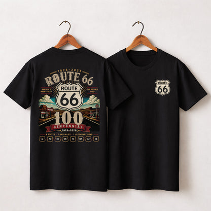 [Two Side] Route 66 Centennial 8 States 2448 Miles Unisex T-Shirt 1926-2026