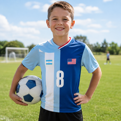 Personalized Half & Half Argentina USA Split Soccer Jersey