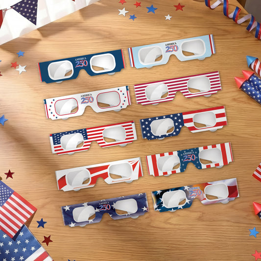 USA 250th Anniversary Patriotic Eyewear - Independence Day Paper Glasses