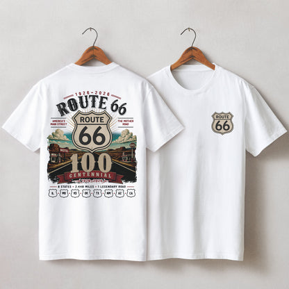 [Two Side] Route 66 Centennial 8 States 2448 Miles Unisex T-Shirt 1926-2026