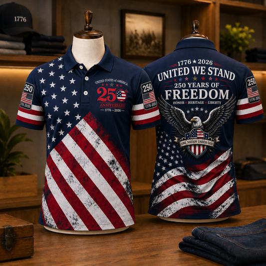 The United We Stand Patriotic Eagle - USA 250th Anniversary Polo Shirt