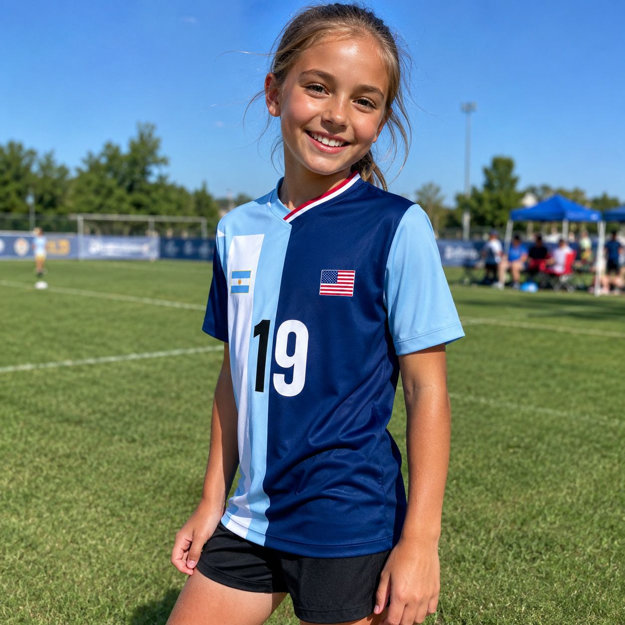 Personalized Half & Half Argentina USA Split Soccer Jersey