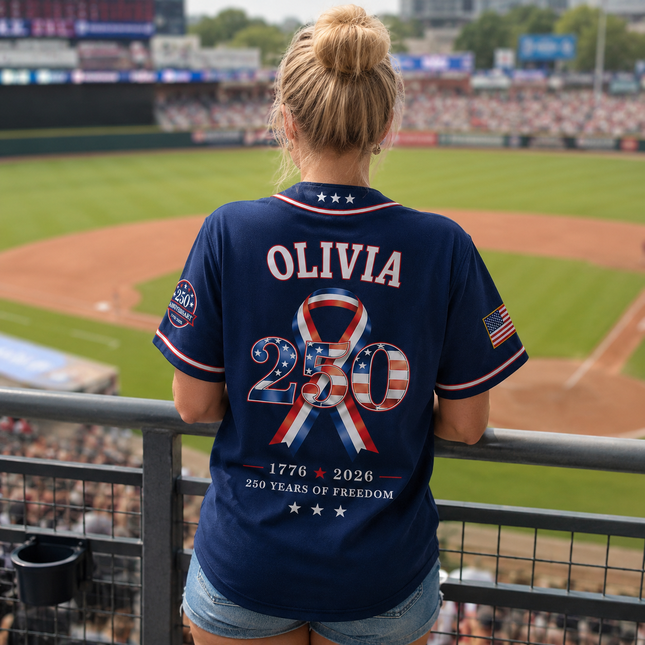 Personalized America 250 Years Patriotic - USA 250th Anniversary Baseball Jersey