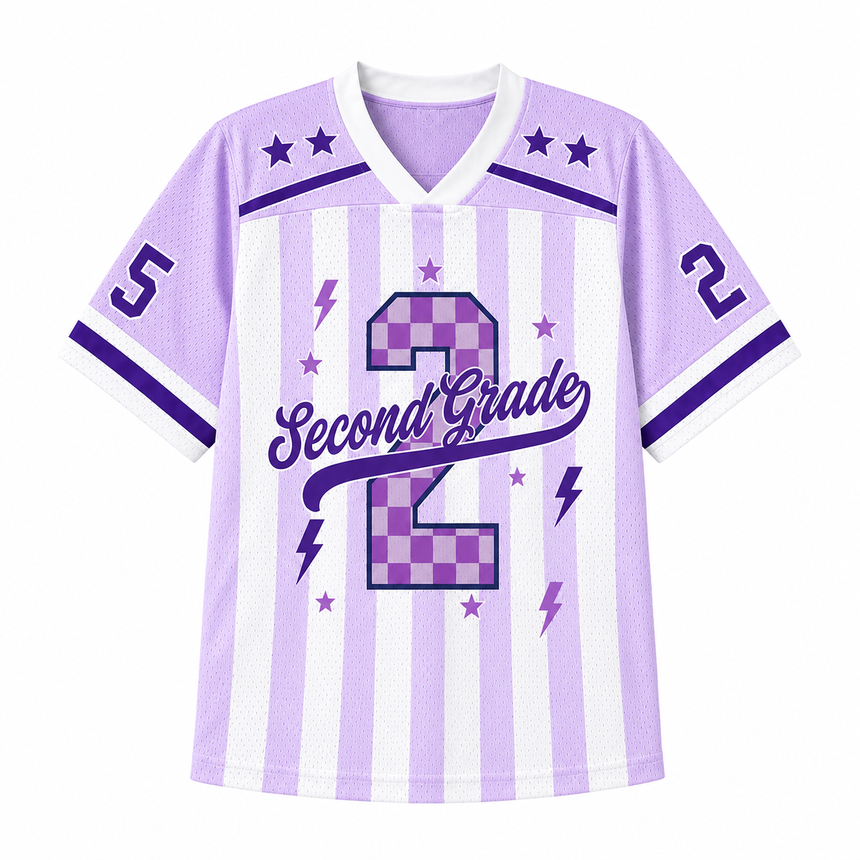 Personalized Grade And Name Preppy Stripes Stars Teacher Mesh Jersey