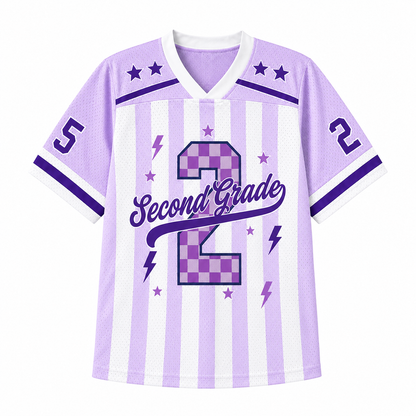Personalized Grade And Name Preppy Stripes Stars Teacher Mesh Jersey