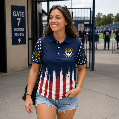 Patriotic USA 250th Anniversary 1776-2026 Polo Shirt