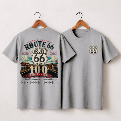 [Two Side] Route 66 Centennial 8 States 2448 Miles Unisex T-Shirt 1926-2026
