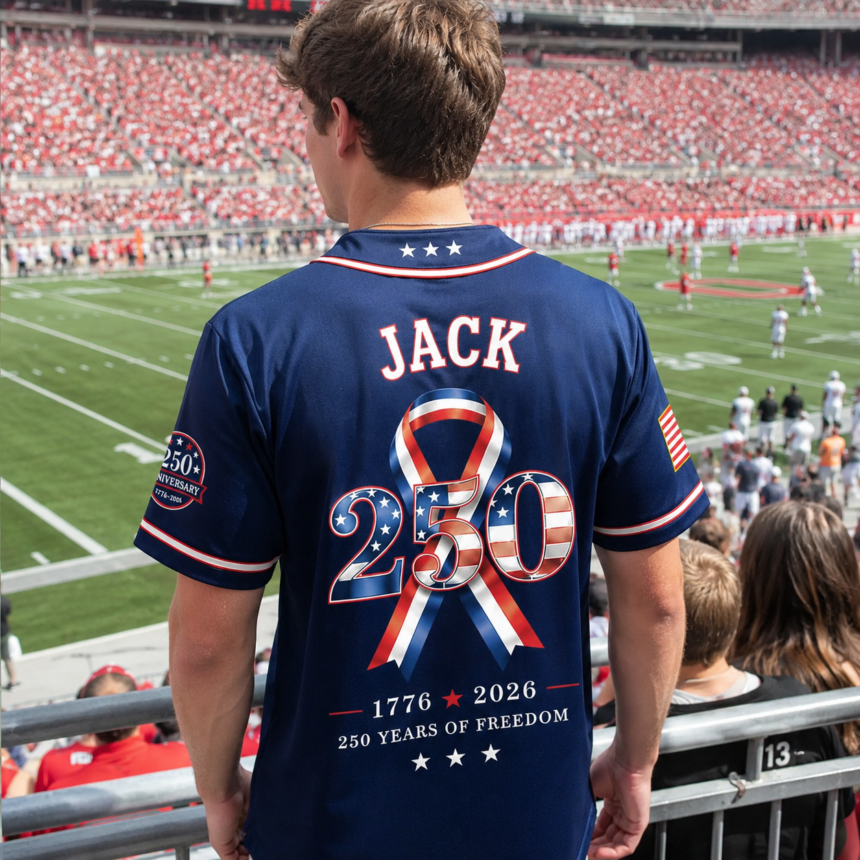 Personalized America 250 Years Patriotic - USA 250th Anniversary Baseball Jersey