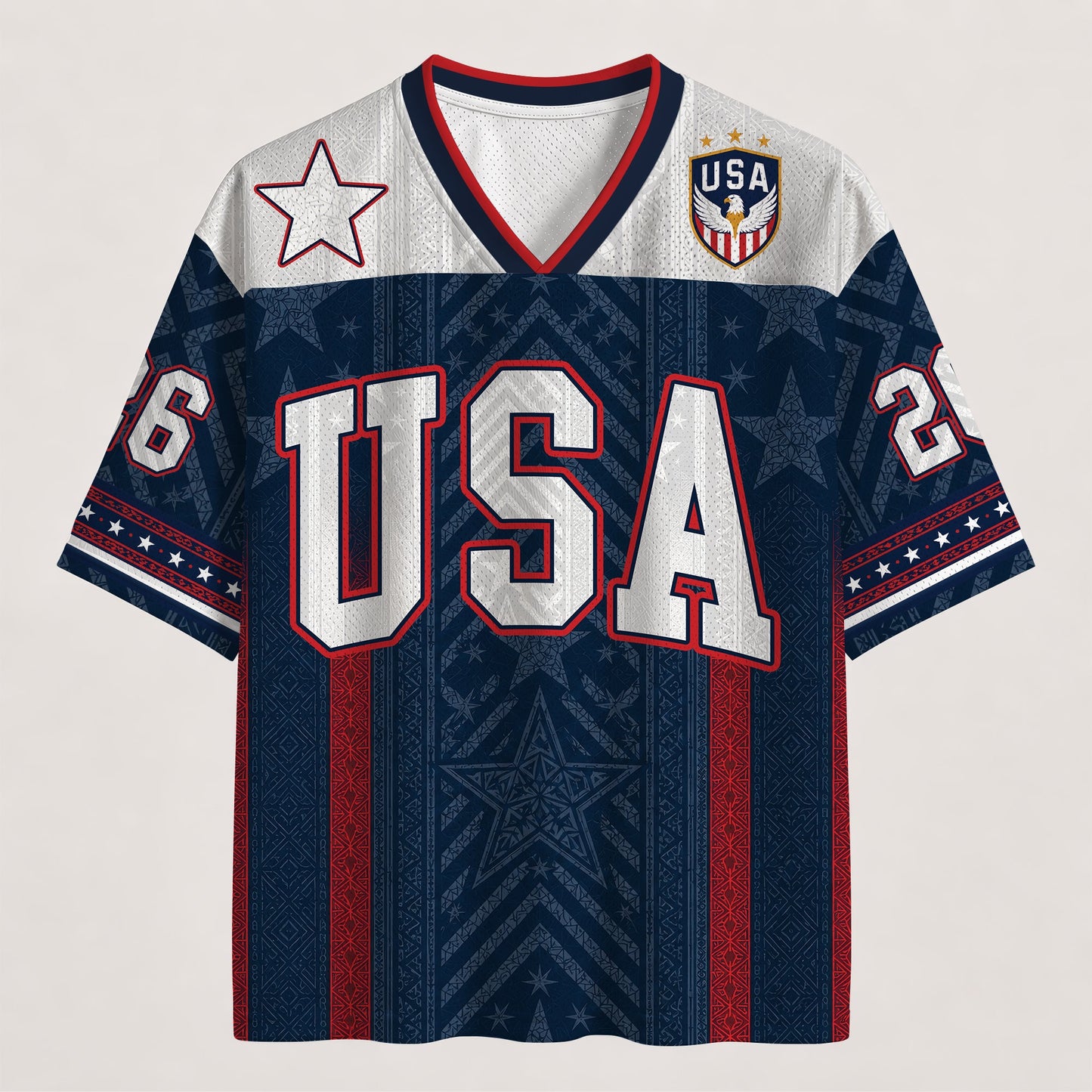 USA Patriotic Football Jersey - Custom Name & Number Patriotic Mesh V-Neck Shirt