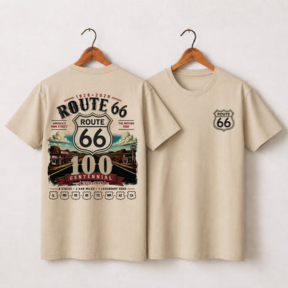 [Two Side] Route 66 Centennial 8 States 2448 Miles Unisex T-Shirt 1926-2026