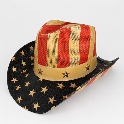 Western America Flag Vintage Cowboy Hat- USA Patriotic Fedora Hat