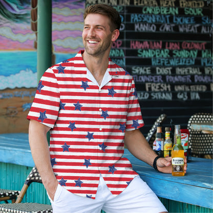 Patriotic American Flag Hawaiian Shirt - Stars & Stripes Aloha Top