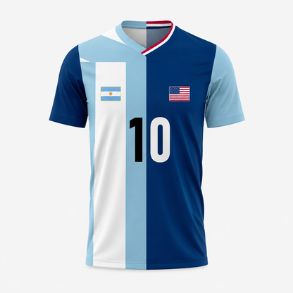 Personalized Half & Half Argentina USA Split Soccer Jersey