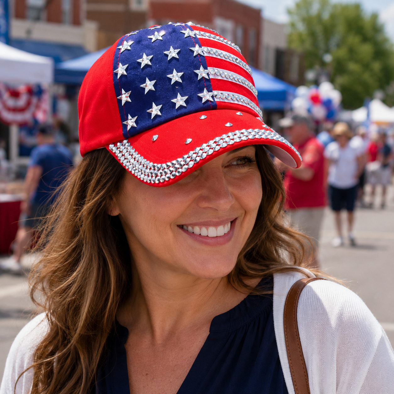 Rhinestone American Flag Sparkle 250 Years of Freedom Hat – Patriotic Baseball Cap