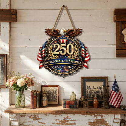 Personalized Custom Wood Sign Gift, 250th Anniversary Eagle Family Name Decor