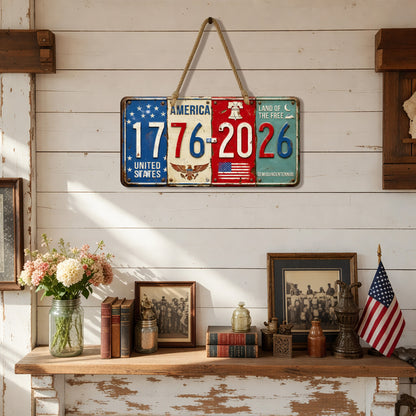 250th Anniversary USA Wood Sign – Rustic American Flag, Eagle, and Liberty Bell, Gift for Patriots