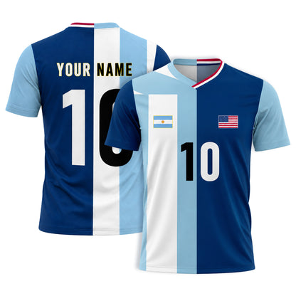 Personalized Half & Half Argentina USA Split Soccer Jersey