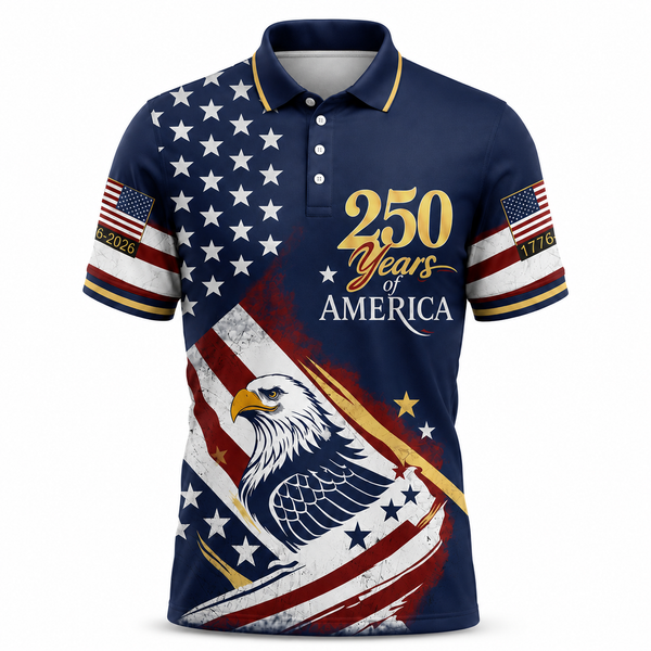 Patriotic USA Polo Shirt, Patriotic American Flag Eagle Golf Shirt