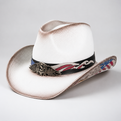 USA Wings White Style Unisex Cowboy Hat - USA 250th Anniversary Fedora Hat
