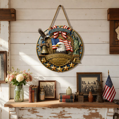 Personalized 250th Anniversary Custom Wood Sign Gift for Family 1776-2026 Patriotic Decor