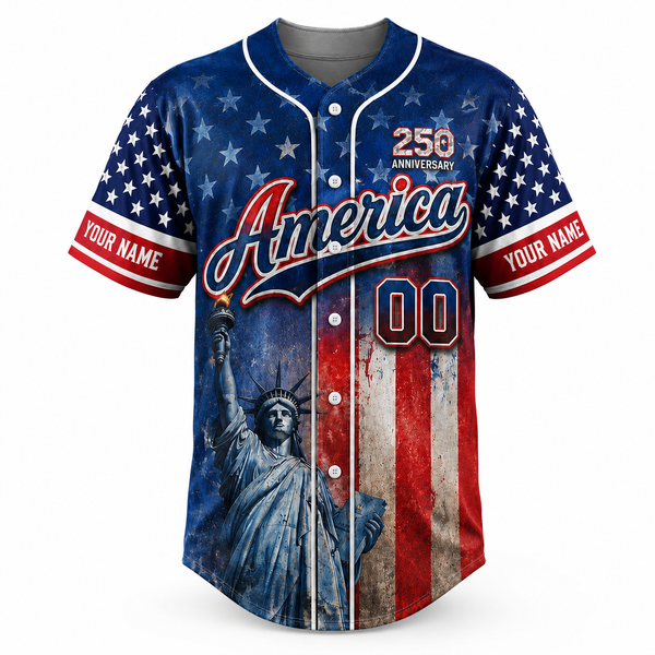 Personalized America Patriotic 250th Anniversary Baseball Jersey Shirt