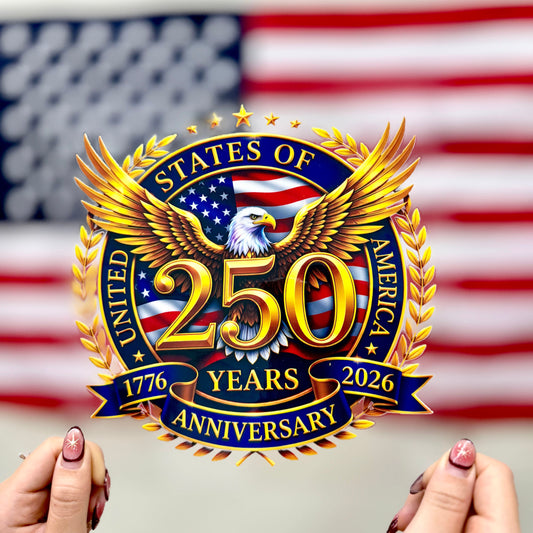 USA Eagle Flag 250th Anniversary 1776-2026 Patriotic High Quality UV DTF 3D Decal