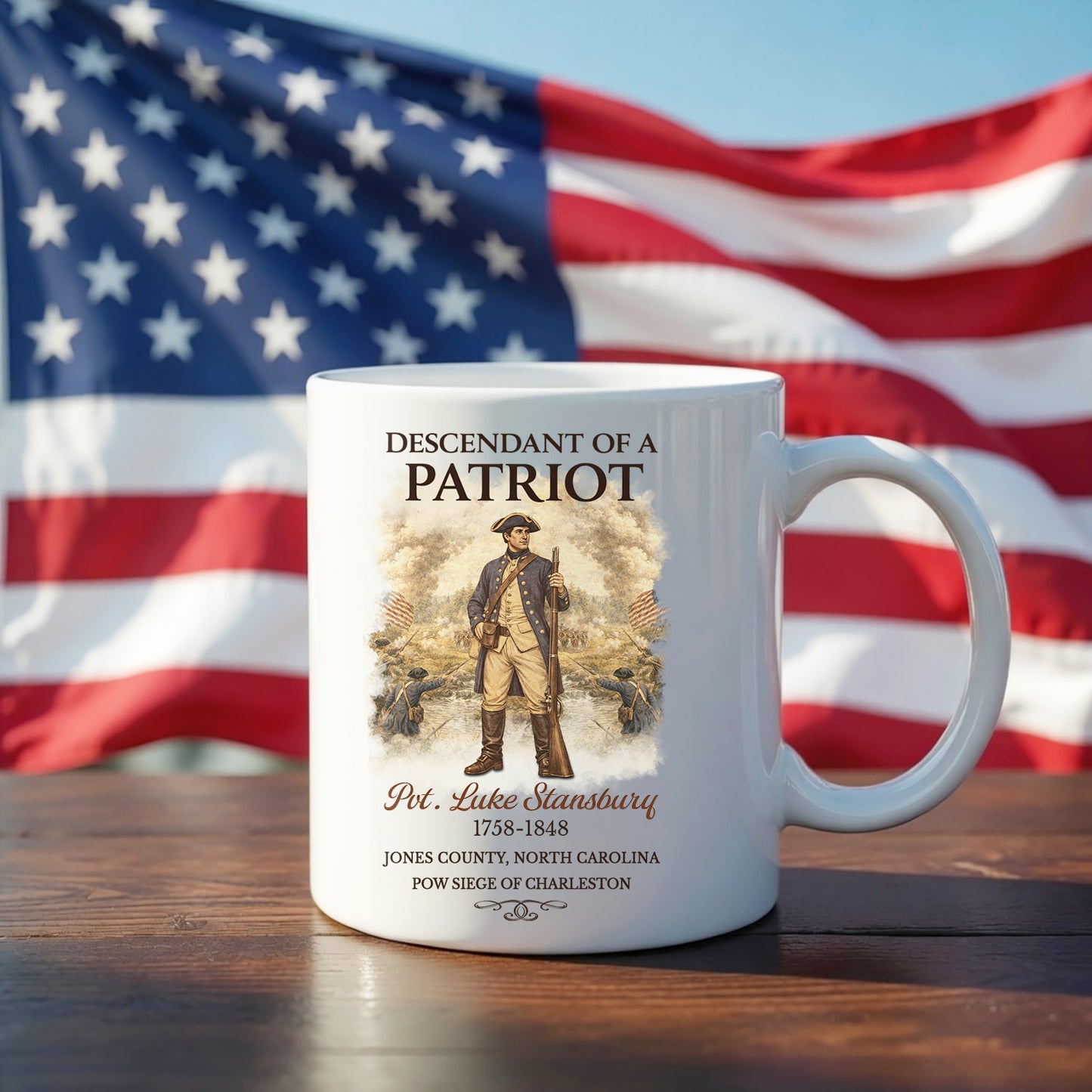 Personalized Descendant of a Patriot Mug - America 250th Anniversary Gift