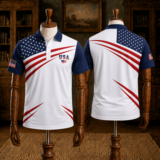 The Stars and Stripes Patriotic Golf 250th Anniversary Polo Shirt