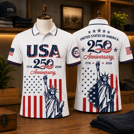 Patriotic Statue of Liberty 1776–2026 - USA 250th Anniversary Polo Shirt
