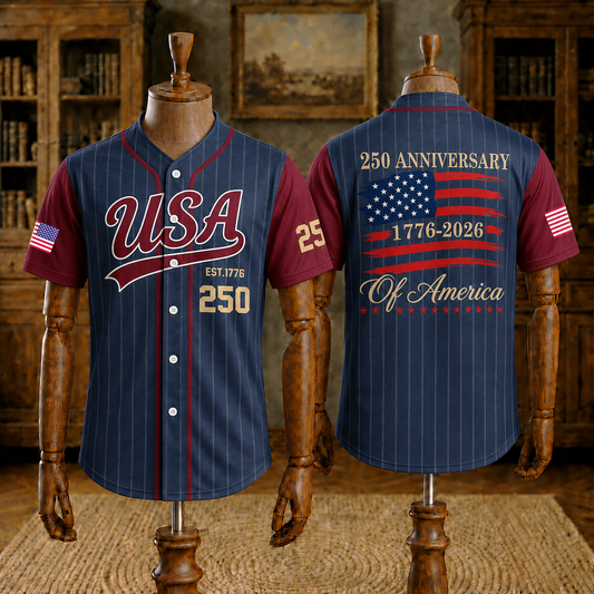 250 Years Est 1776 Of America - USA 250th Anniversary Baseball Jersey