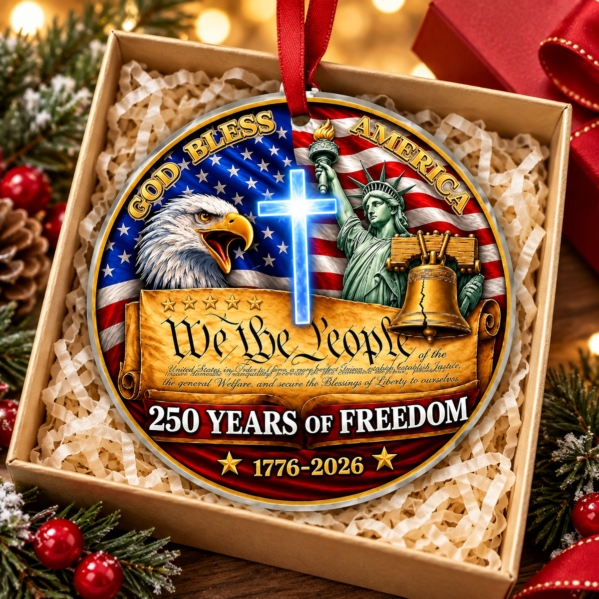 250 Anniversary Christmas Ornament-Glass  250 Anniversary USA Merchandise