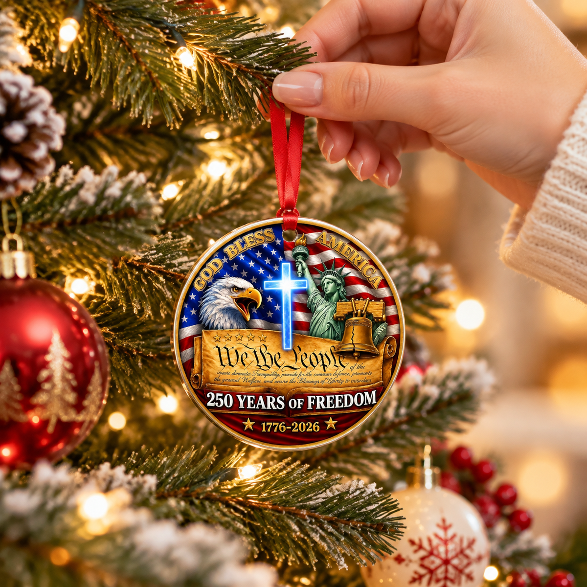 250 Years of Freedom Ornament 1776–2026 - Liberty Bell Eagle Holiday Keepsake