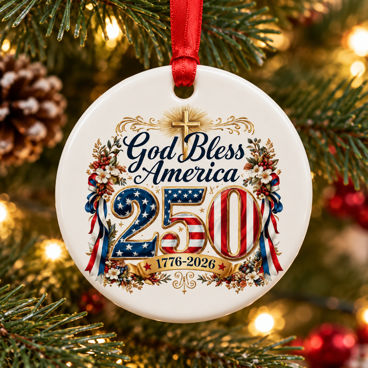 250 Anniversary Christmas Cerammic Ornament