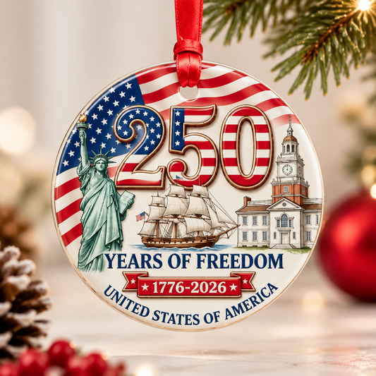 250 Years of Freedom Ornament 2026 - American Flag Christmas Ornament
