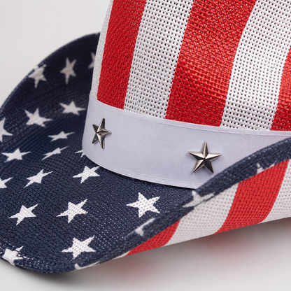Western America Flag Vintage Cowboy Hat- USA Patriotic Fedora Hat