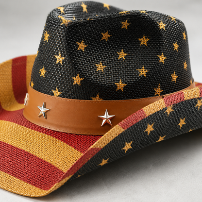 Western America Flag Stars & Stripes Cowboy Hat- USA Patriotic Fedora Hat