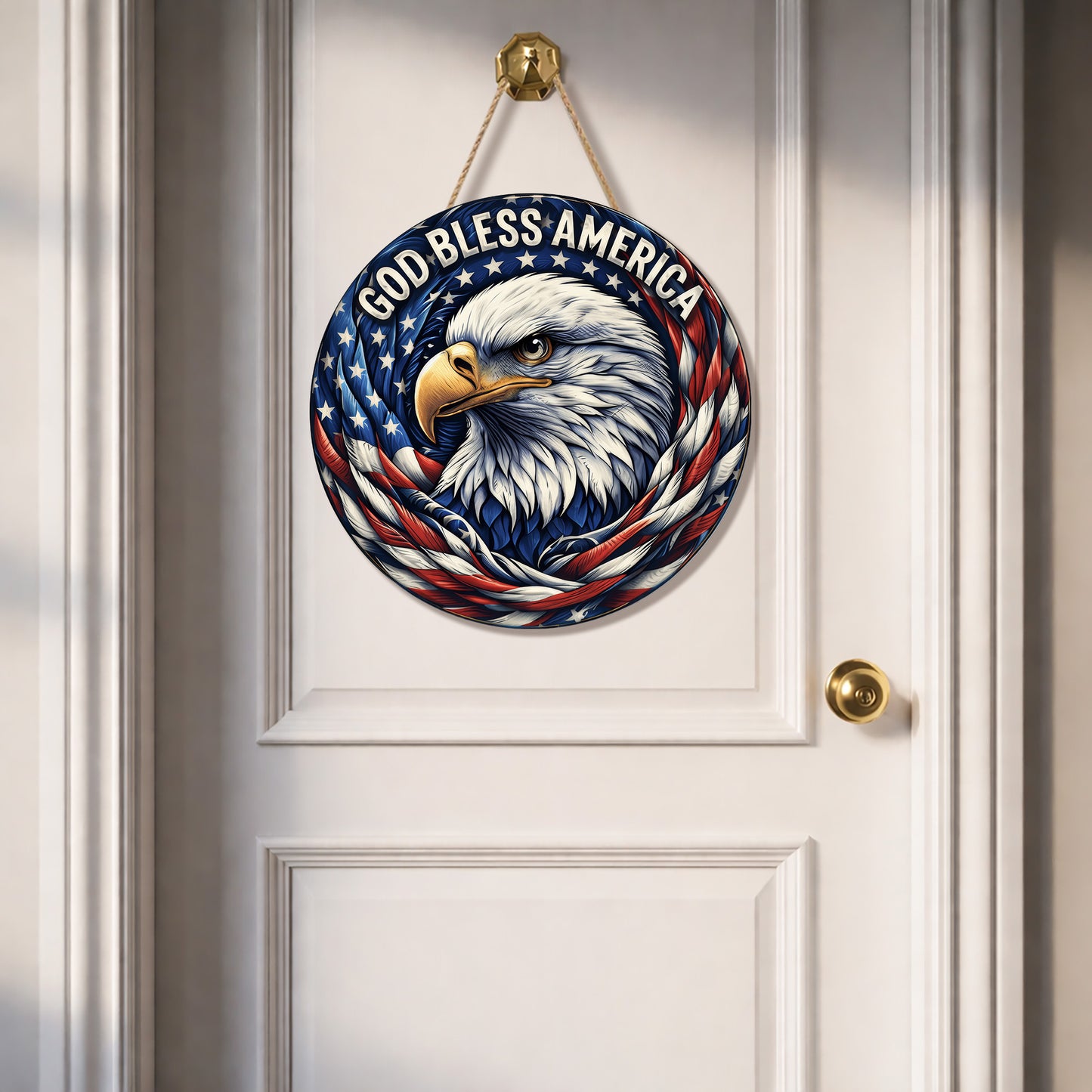 God Bless America Wood Sign, 250th Anniversary Patriotic Eagle Wall Hanging