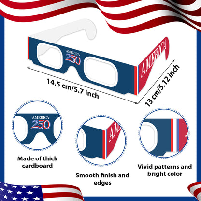 USA 250th Anniversary Patriotic Eyewear - Independence Day Paper Glasses