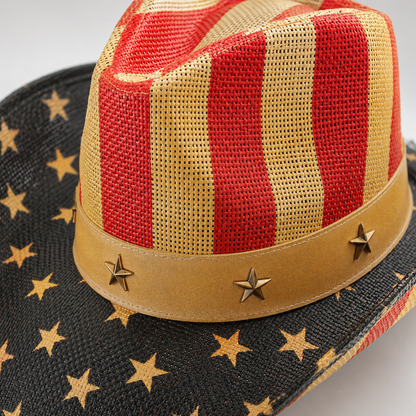 Western America Flag Vintage Cowboy Hat- USA Patriotic Fedora Hat